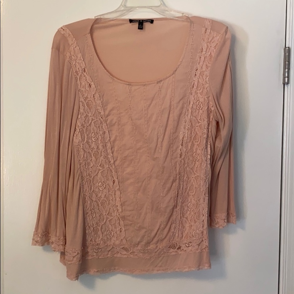 Pink blouse with lace detail - Cable and Gauge
